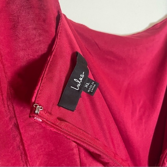 Lulus Got The Love Red Satin Square-Neck Mini Dress Size XL - Picture 7 of 11